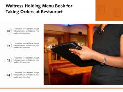 Waitress holding menu book for taking orders at restaurant