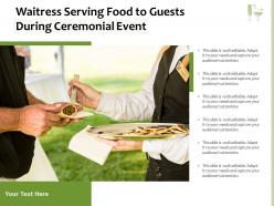 Waitress serving food to guests during ceremonial event
