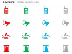 Walky talky megaphone gavel prison ppt icons graphics