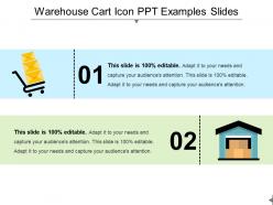 Warehouse cart icon ppt examples slides