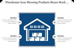 Warehouse icon showing products boxes stock layout