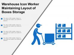 Warehouse icon worker maintaining layout of boxes storage