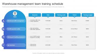 Warehouse Management Team Training Schedule