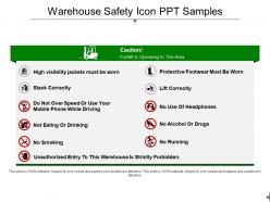 Warehouse safety icon ppt samples