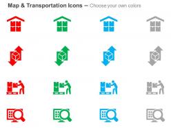 Warehouse shipping lifting search location ppt icons graphics