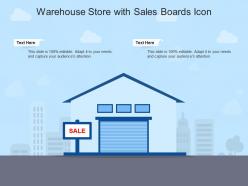 Warehouse store with sales boards icon