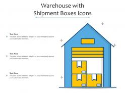 Warehouse with shipment boxes icons