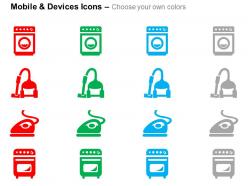Washing machine vaccum cleaner press oven ppt icons graphics