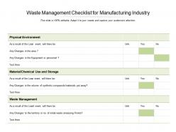 Waste management checklist for manufacturing industry