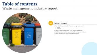 Waste Management Industry Report Table Of Contents IR SS