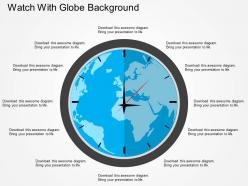 Watch with globe background flat powerpoint design