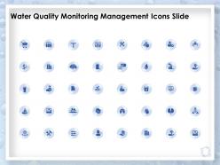 Water quality monitoring management icons slide ppt powerpoint presentation deck