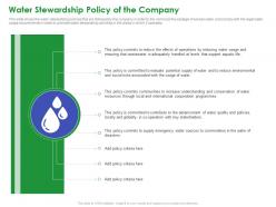 Water Stewardship Policy Of The Company Stakeholder Governance To Enhance Shareholders Value