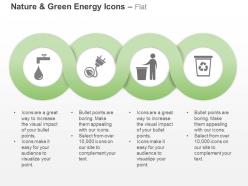 Water Tap Power Plug Recycle Bin Ppt Icons Graphics