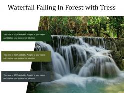 Waterfall falling in forest with tress
