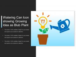 Watering can icon showing growing idea as blub plant
