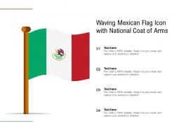 Waving mexican flag icon with national coat of arms