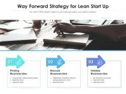 Way forward strategy for lean start up
