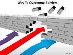 Way to overcome barriers arrows going throuhg brick wall powerpoint diagram templates graphics 712