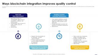 Ways Blockchain Integration Improves Quality Control Blockchain In Manufacturing A Complete Guide BCT SS