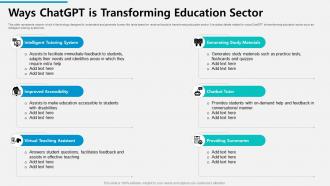 Ways ChatGPT is Transforming Education Sector ChatGPT Reshaping Education Sector ChatGPT SS