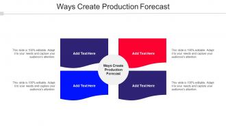 Ways Create Production Forecast Ppt Powerpoint Presentation Information Cpb