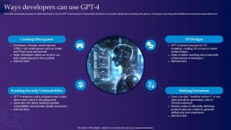 Ways Developers Can Use Gpt 4 Gpt 4 Latest Generative Ai Revolution ChatGPT SS