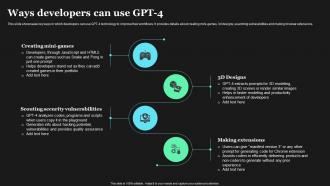 Ways Developers Can Use GPT 4 How To Use GPT4 For Content Writing ChatGPT SS V