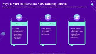 Ways In Which Businesses Use Sms Marketing Software Ppt Clipart