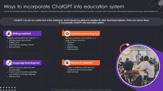 Ways Incorporate ChatGPT Education System Applications Of ChatGPT In Different Sectors