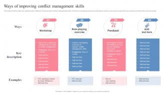 Ways Of Improving Conflict Management Skills Managing Workplace Conflict To Improve Employees