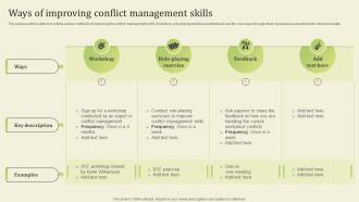 Ways Of Improving Conflict Management Skills Workplace Conflict Resolution Managers Supervisors
