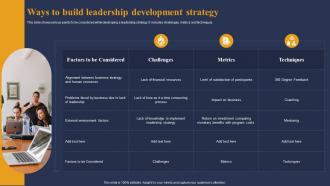 Ways To Build Leadership Development Strategy