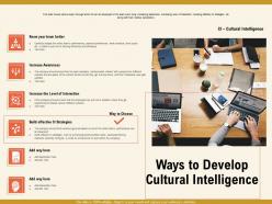 Ways To Develop Cultural Intelligence Personal Ppt Powerpoint Presentation Ideas Show