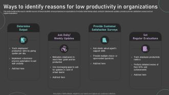 Ways To Identify Reasons For Low Productivity In Organizations
