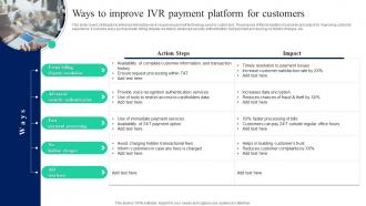 Ways To Improve IVR Payment Platform Implementation Of Omnichannel Banking Services