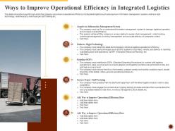 Ways To Improve Operational Integrated Logistics Management For Increasing Operational Efficiency