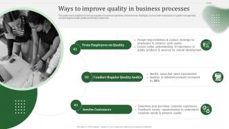 Ways To Improve Quality In Implementing Effective Quality Improvement Strategies Strategy SS