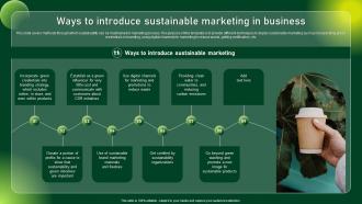 Ways To Introduce Sustainable Comprehensive Guide To Sustainable Marketing Mkt SS