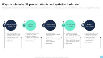 Ways To Minimize 51 Percent Attacks And Optimize Hash Rate Hands On Blockchain Security Risk BCT SS V