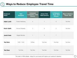 Ways to reduce employee travel time ppt powerpoint presentation layouts master slide