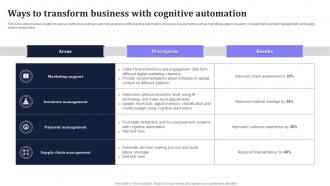 Ways To Transform Business With Cognitive Automation