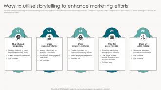 Ways To Utilise Storytelling To Enhance Marketing Efforts