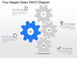 Wb four staged gears swot diagram powerpoint template