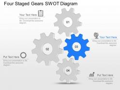 Wb four staged gears swot diagram powerpoint template