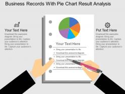 We business records with pie chart result analysis flat powerpoint design
