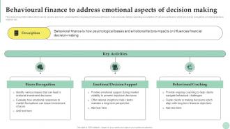 Wealth Management Behavioural Finance To Address Emotional Aspects Of Decision Fin SS