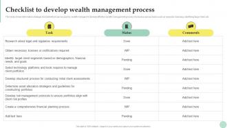 Wealth Management Checklist To Develop Wealth Management Process Fin SS