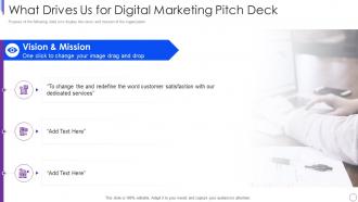 Web advertisement agency investor funding elevator what drives us for digital marketing pitch deck