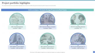 Web Design Agency Company Profile Project Portfolio Highlights Ppt Slide
